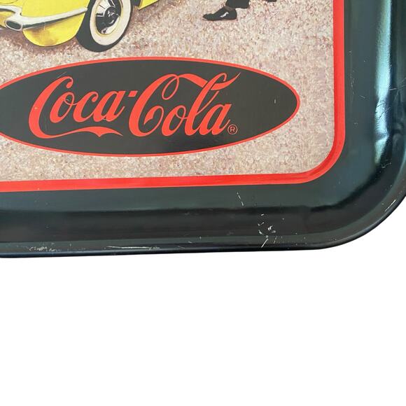 Coca Cola Vintage 1995 "Family Drive-In" Themed Metal Serving Tray * Flawed * - Picture 9 of 16